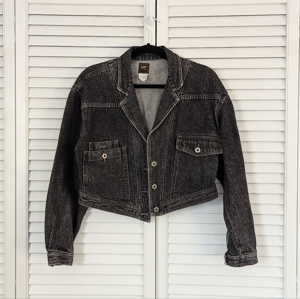 Vintage Cropped Lee Jean Jacket - Black